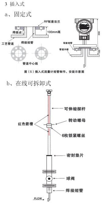 液氧流量計插入式安裝示意圖