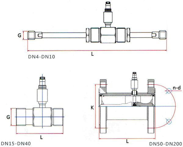 dn10液體渦輪流量計(jì)外形圖